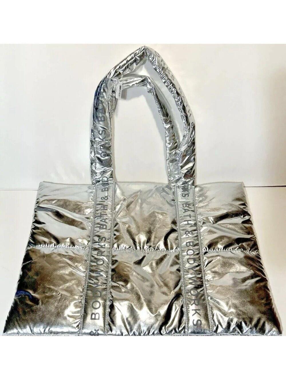 NWT Bath and Body Works 2024 Black Friday Silver Puffer Tote Bag